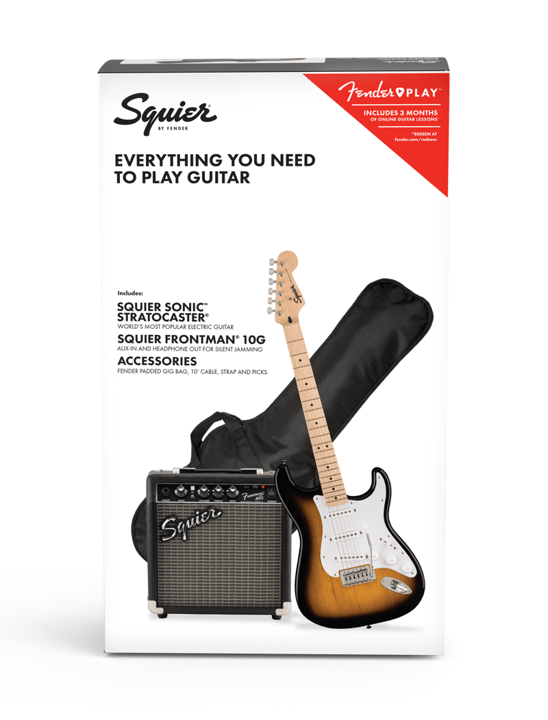 SQUIER Sonic Strat Pack, Maple Fing, 2-Color Sunburst, Gig Bag, 10G - - Royal | Musiqi Alətləri mağazası