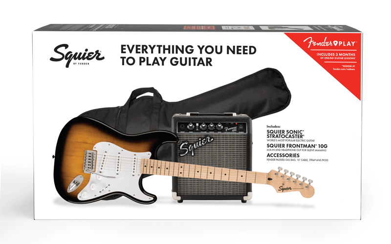SQUIER Sonic Strat Pack, Maple Fing, 2-Color Sunburst, Gig Bag, 10G - - Royal | Musiqi Alətləri mağazası