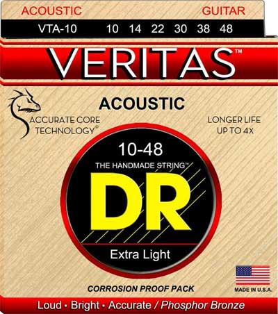 DR Strings VTA-10 Veritas Phosphor Bronze Round-Core Ex Lt 10-48 - Royal | Musiqi Alətləri mağazası