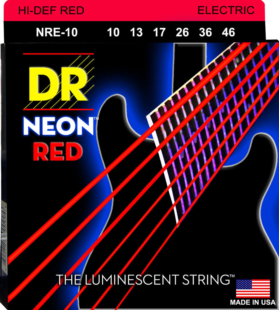 DR NRE10 Strings Hi-Def Neon Red Electric Medium - Royal | Musiqi Alətləri mağazası