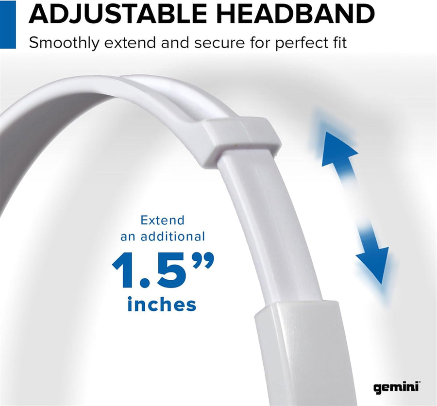 Gemini DJX-200 Professional DJ Headphones WH - Comfortable Studio