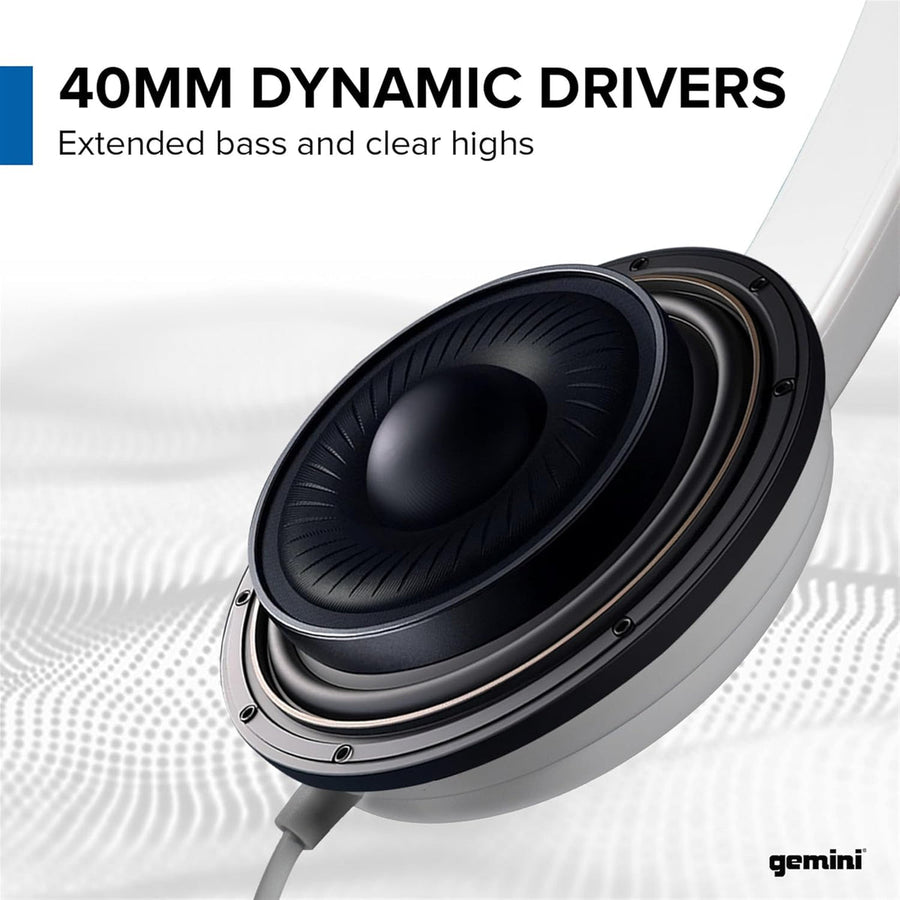 Gemini DJX-200 Professional DJ Headphones WH - Comfortable Studio