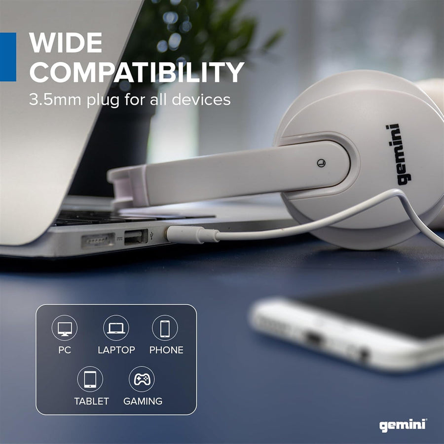 Gemini DJX-200 Professional DJ Headphones WH - Comfortable Studio