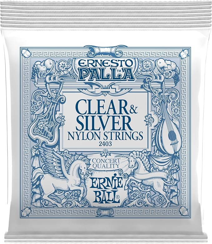 Ernie Ball Ernesto Palla Clear & Silver Tie-On Classical Guitar Strings, 28-42 Gauge (P02403) - Royal | Musiqi Alətləri mağazası
