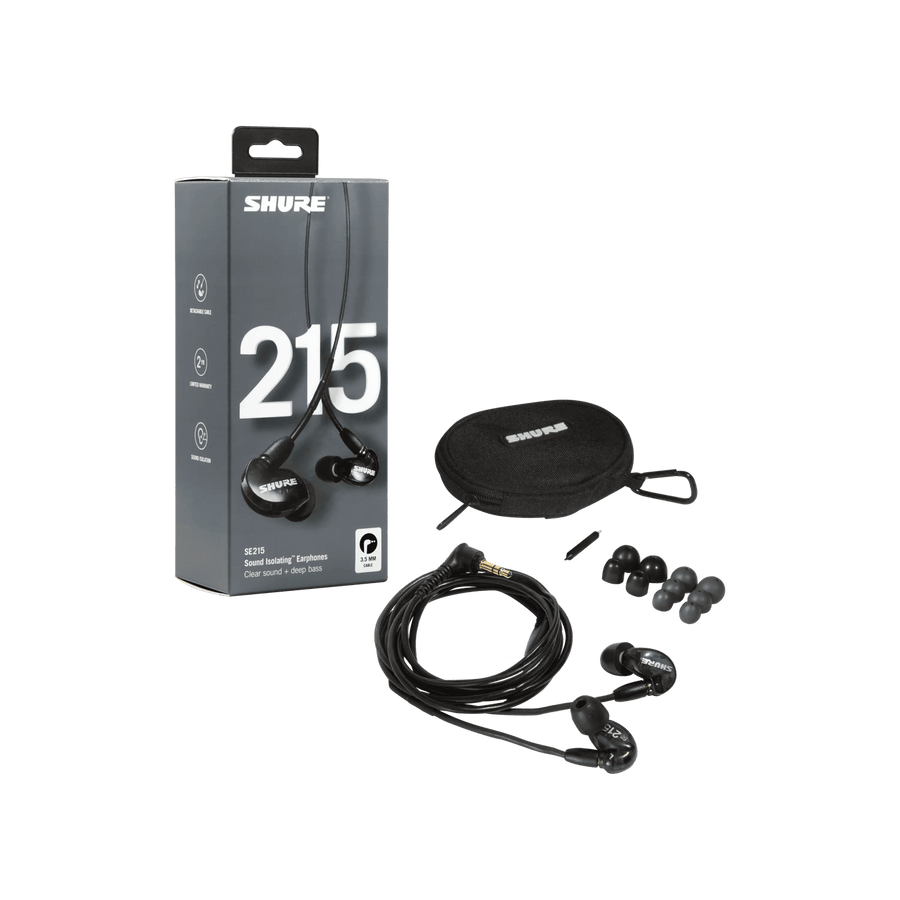 SHURE SE215-K-EFS In-Ear Earphones (Black) - Royal | Musiqi Alətləri mağazası