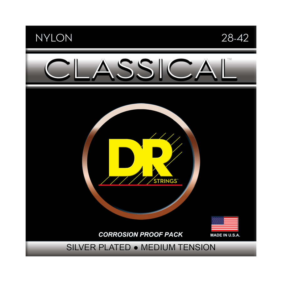 DR Medium Silver-Plated Nylon Classical 028 .032 .040.029 .034 .042,3-CN-M - Royal | Musiqi Alətləri mağazası
