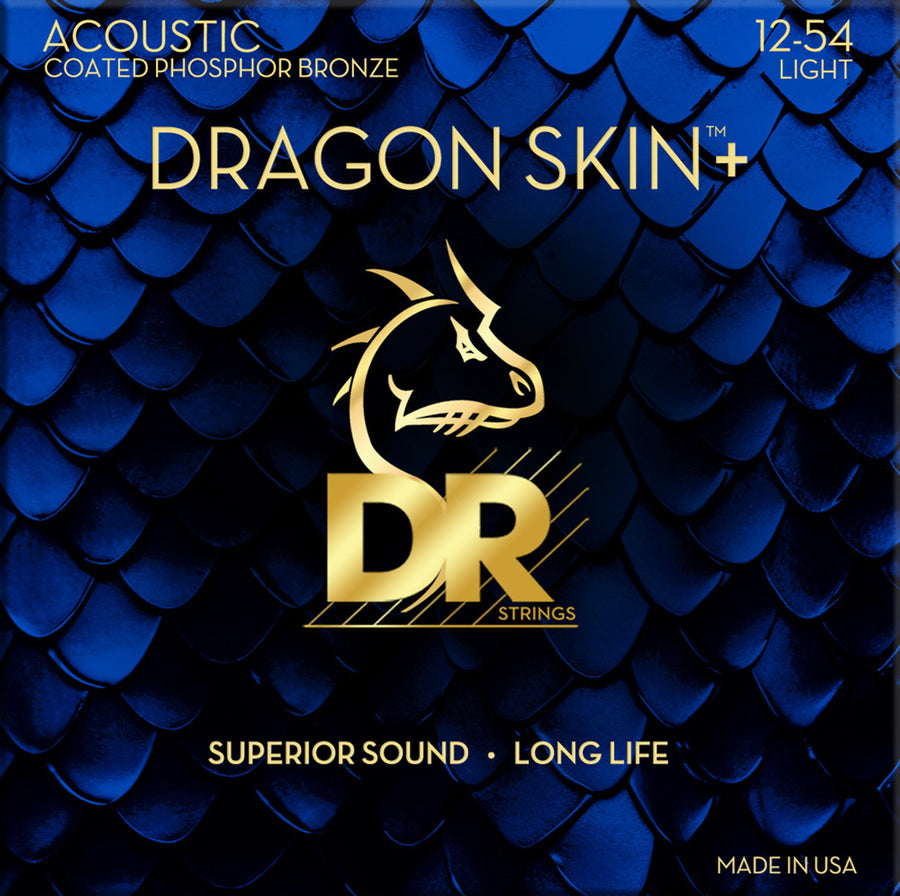 DR DAP-12 DRAGON SKIN+ Coated Phosphor Bronze Acoustic Guitar Strings Light 12-54 - Royal | Musiqi Alətləri mağazası