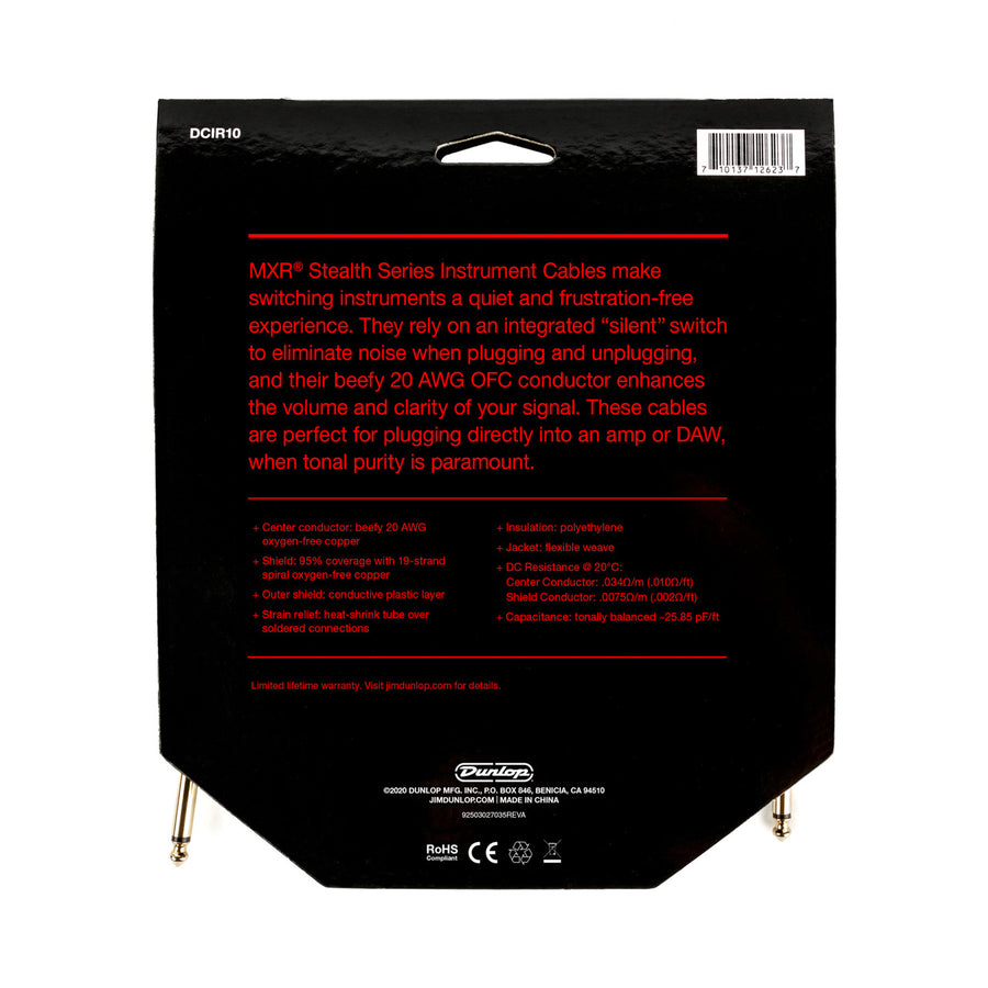 Dunlop MXR® 10 FT STEALTH SERIES INSTRUMENT CABLE DCIR10 - Royal | Musiqi Alətləri mağazası
