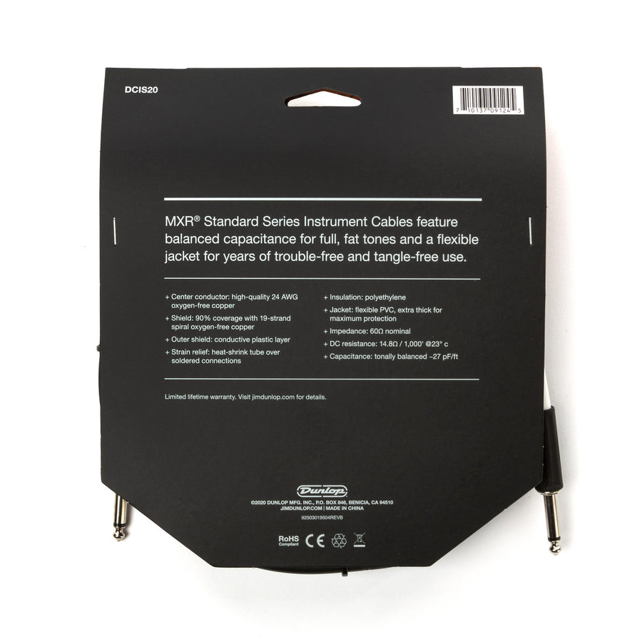 Dunlop MXR® 20 FT STANDARD INSTRUMENT CABLE - STRAIGHT / STRAIGHT DCIS20 - Royal | Musiqi Alətləri mağazası