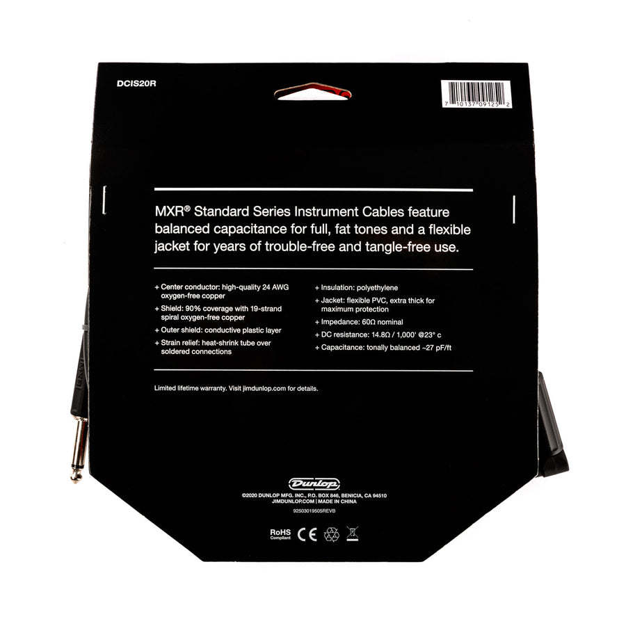 MXR® 20 FT STANDARD INSTRUMENT CABLE - RIGHT / STRAIGHT DCIS20R - Royal | Musiqi Alətləri mağazası