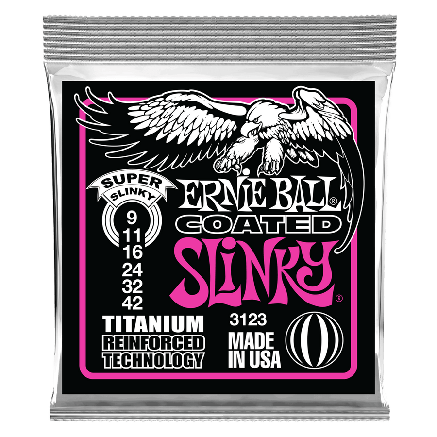 Ernie Ball - Super Slinky Coated Titanium RPS Electric Guitar Strings 9-42 Gauge - Royal | Musiqi Alətləri mağazası