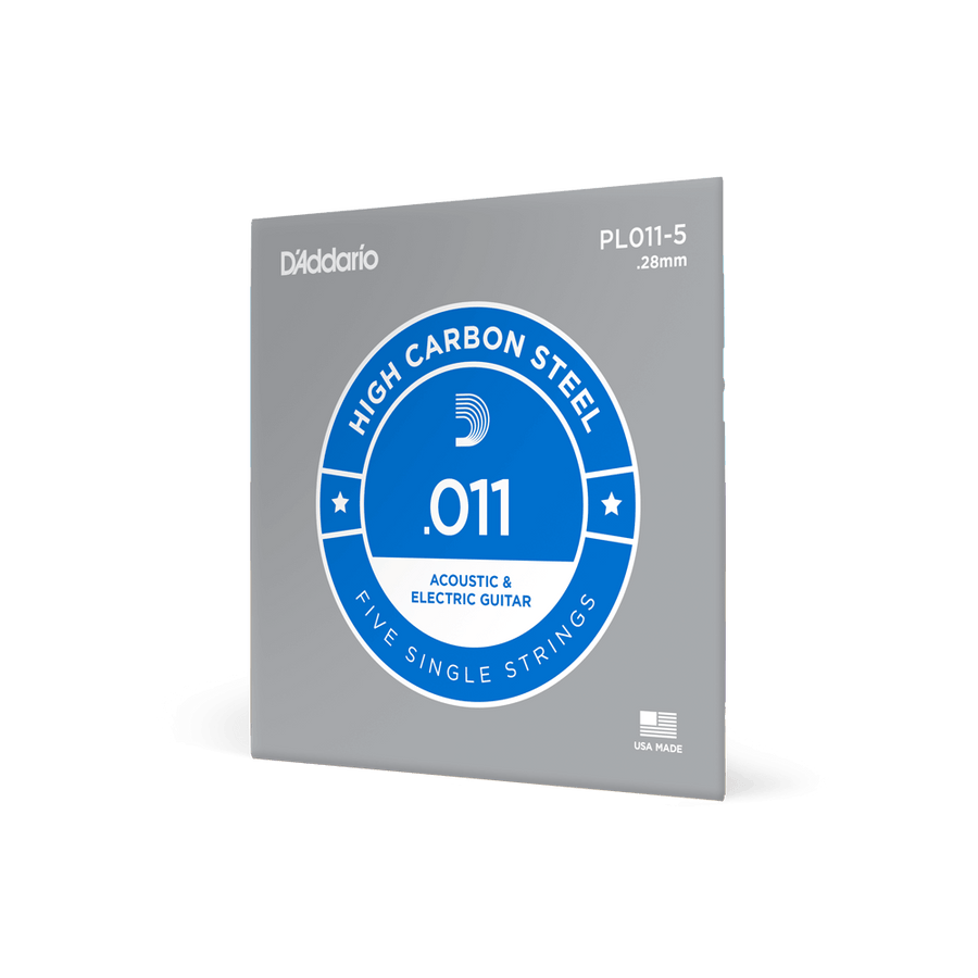 D'Addario PL011-5 Plain Steel .011 Single Strings 5-Pack