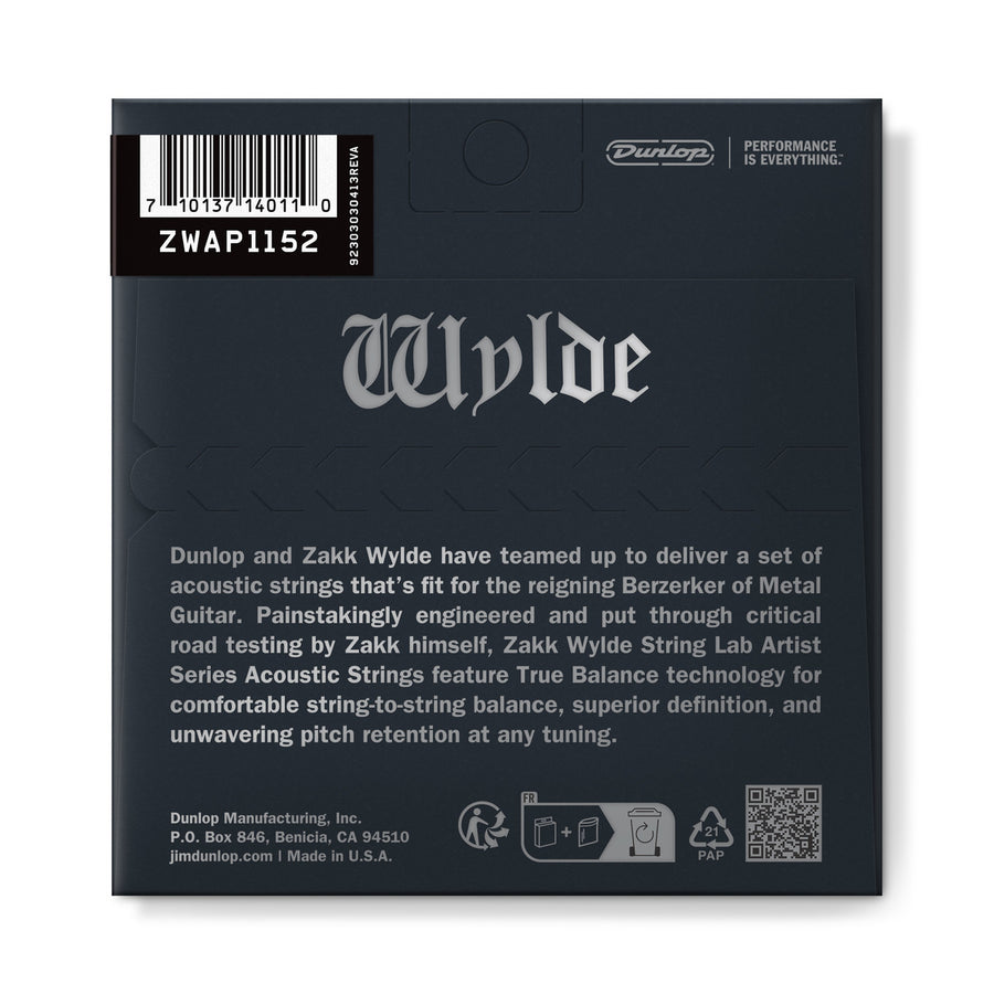 Dunlop ZAKK WYLDE STRING LAB ACOUSTIC GUITAR STRINGS 11-52 ZWAP1152 - Royal | Musiqi Alətləri mağazası
