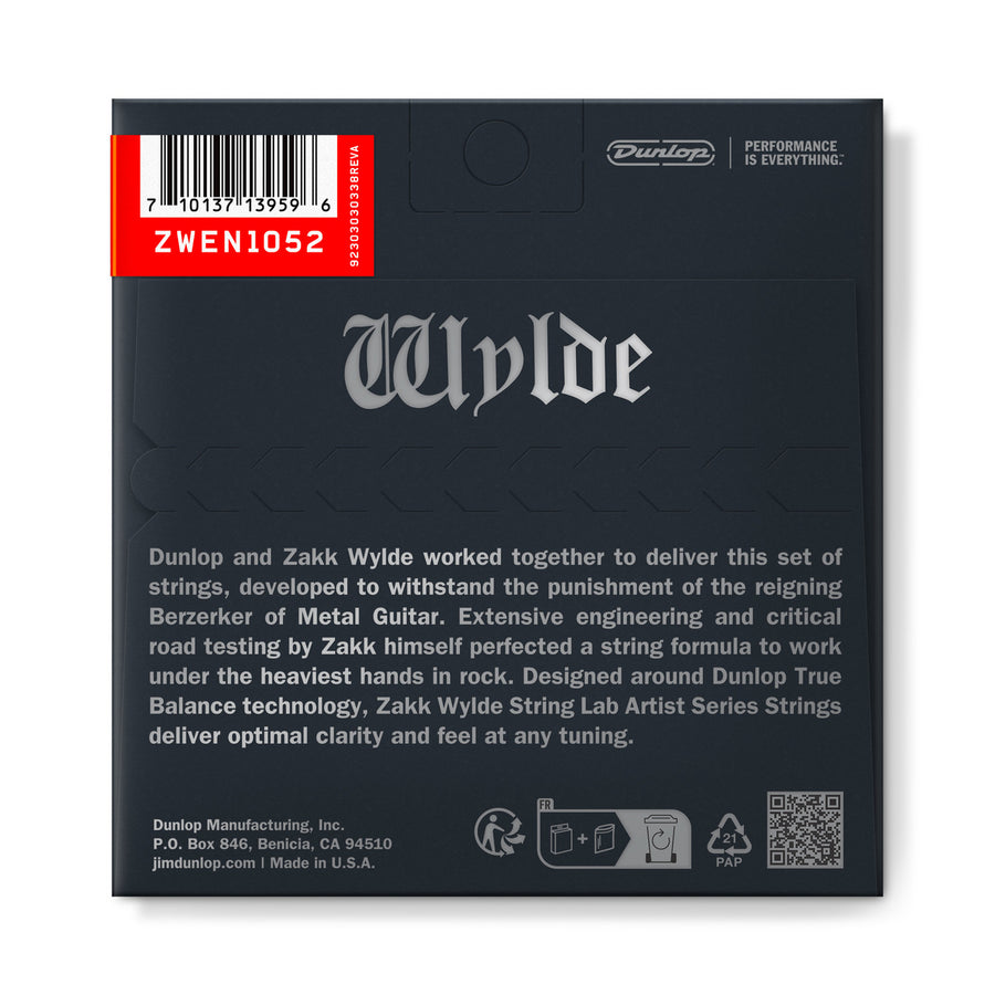 Dunlop ZAKK WYLDE STRING LAB ELECTRIC GUITAR STRINGS 10-52 ZWEN1052 - Royal | Musiqi Alətləri mağazası
