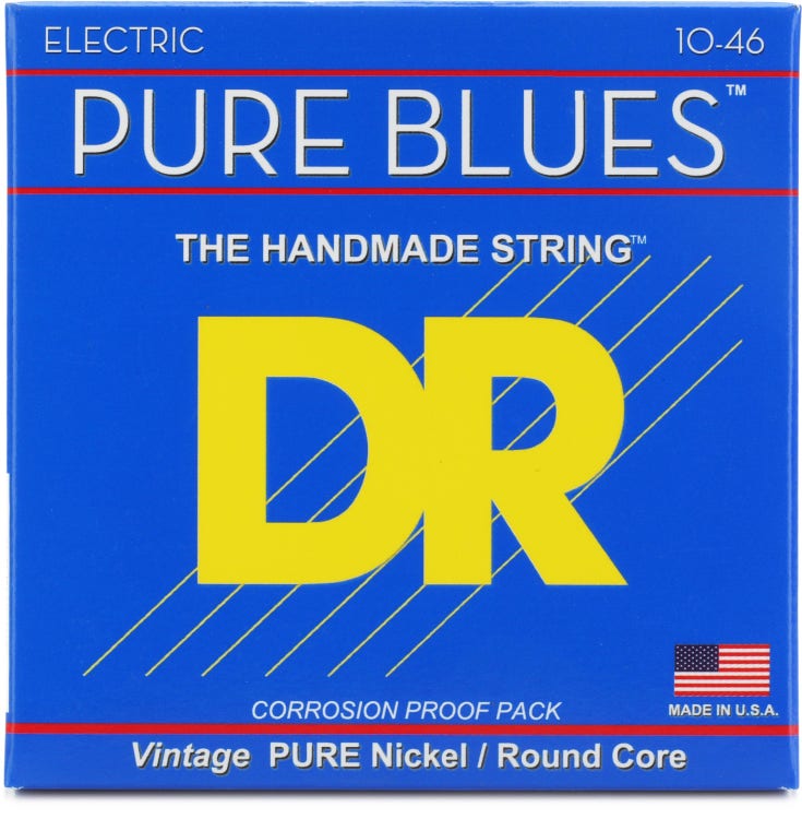 DR Strings PHR-10 Pure Blues Pure Nickel Electric Guitar Strings - .010-.046 Medium - Royal | Musiqi Alətləri mağazası
