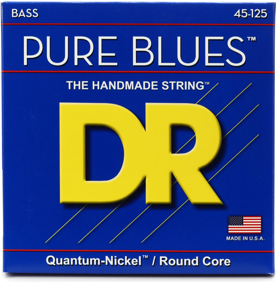DR Strings PB5-45 Pure Blues Quantum-nickel/Round Core Bass Guitar Strings - .045-.125 Medium 5-string - Royal | Musiqi Alətləri mağazası