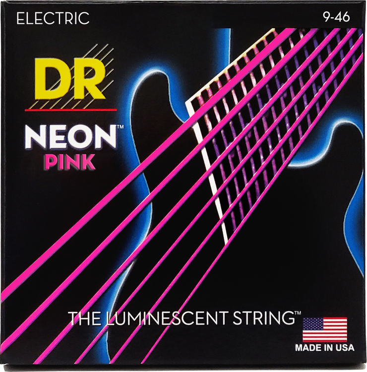 DR Strings NPE-9/46 Hi-Def Neon Pink K3 Coated Electric Guitar Strings - .009-.046 Light Heavy - Royal | Musiqi Alətləri mağazası