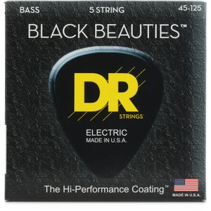 DR Strings BKB5-45 Black Beauties Coated Steel Bass Guitar Strings - .045-.125 Medium 5-string - Royal | Musiqi Alətləri mağazası