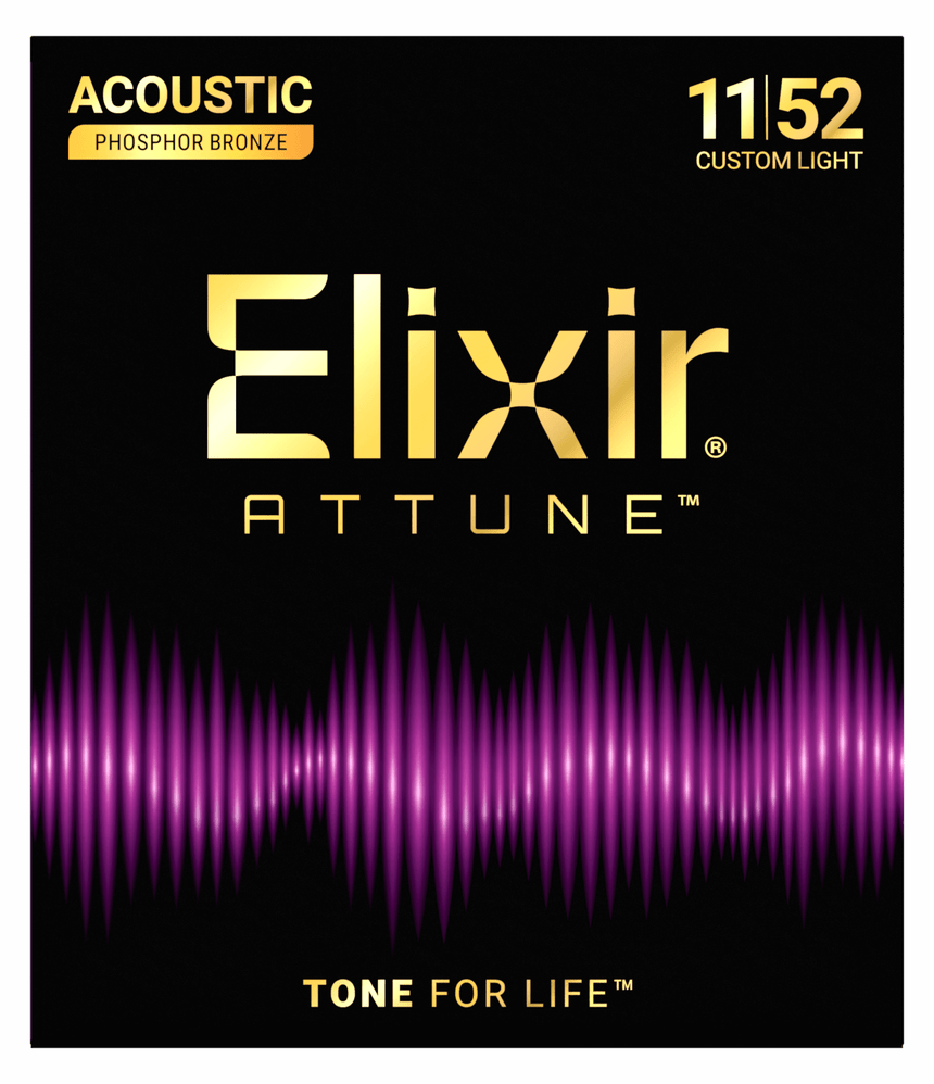 Elixir 21027 ATTUNE Phosphor Bronze Akustik Gitara Simləri 11–52 Custom Light — yeni qablaşdırma