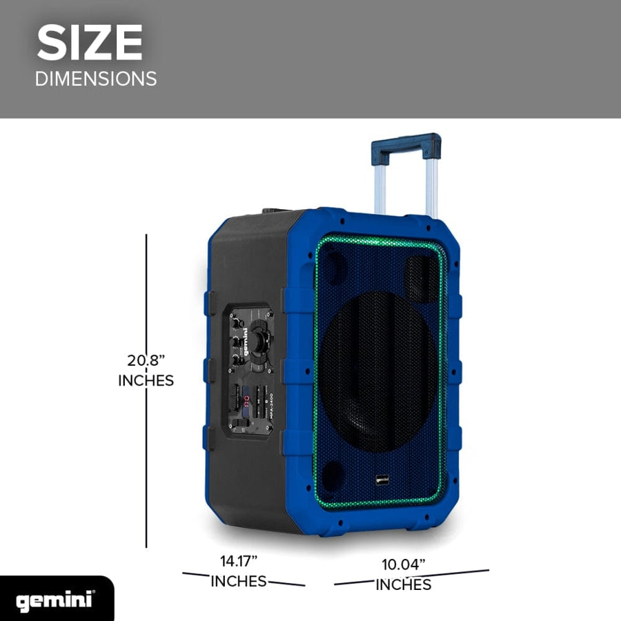 Gemini MPA-2400 Portable Trolley Speaker - IPX4 Waterproof with LED Lights