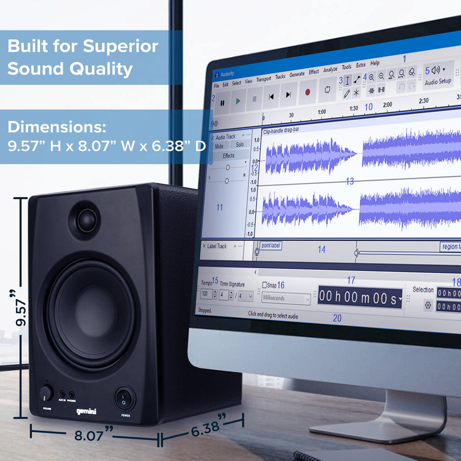 Gemini SMX-5BT 5" Bluetooth Studio Monitor Speakers