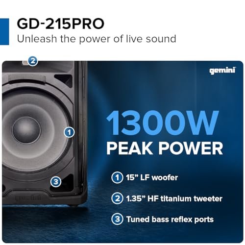 Gemini GD-215PRO 15-Inch 1200W Bluetooth PA Speaker | Professional DJ Audio