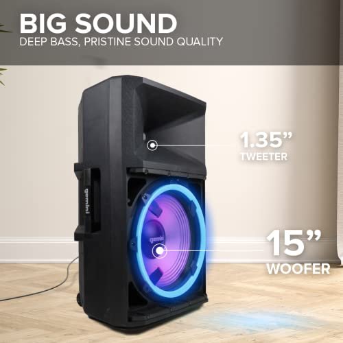 Gemini GSP-L2200PK 15" Bluetooth PA Speaker 2200W LED Party System