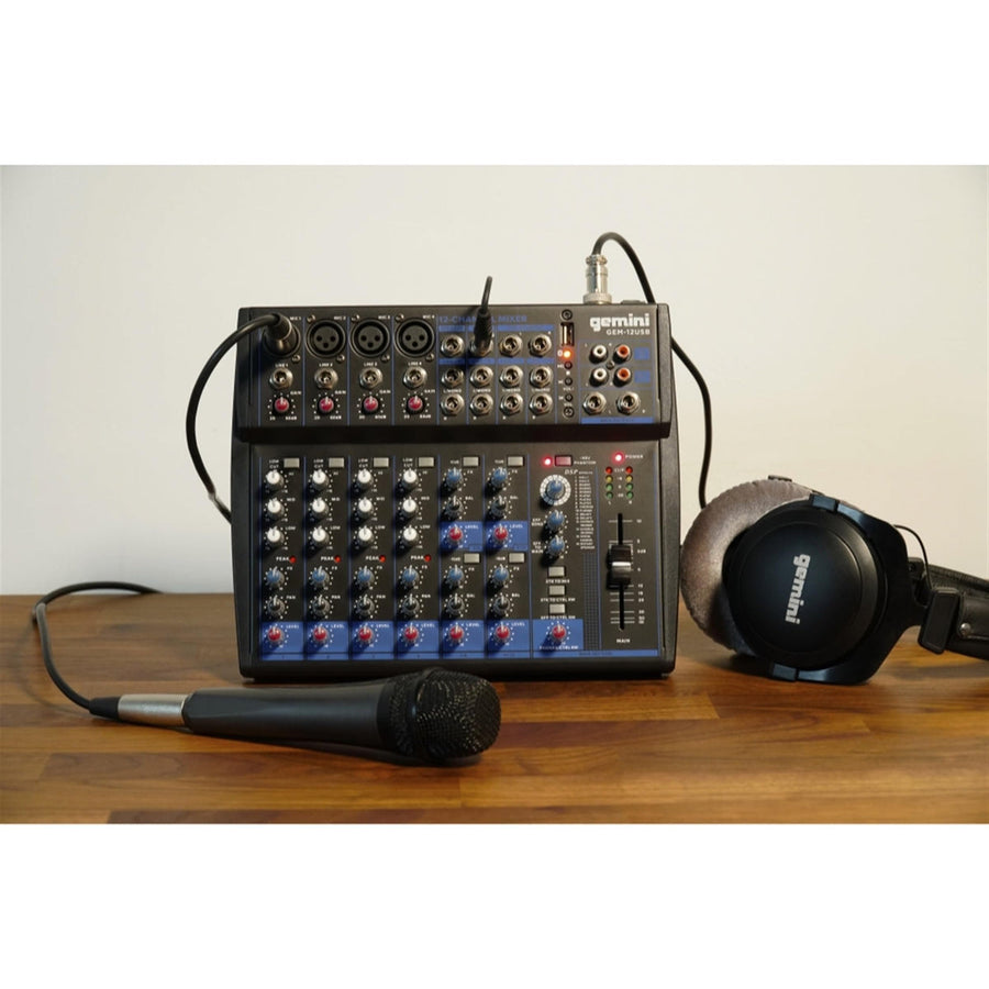Gemini GEM-12USB Professional 12-Channel Bluetooth Audio Mixer