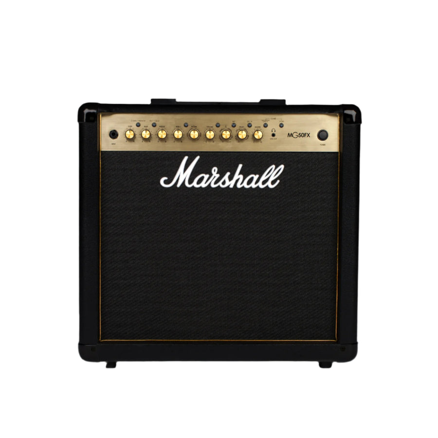 Marshall guitar amplifier on a dark background
