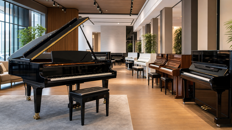 Royal Musiqi Alətləri mağazasında dünya piano brendlərinin geniş seçimi