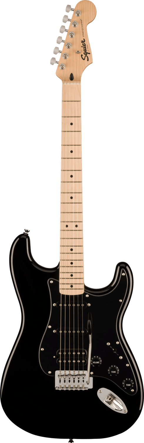 SQUIER Sonic Strat HSS, Maple Fing, Black Pickg, Black