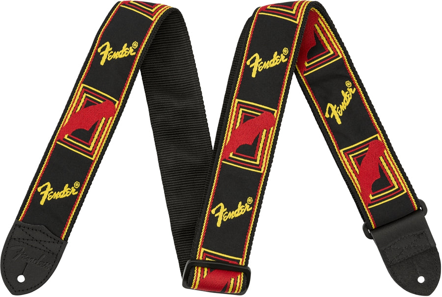 Fender Monogrammed Straps Black Yellow Red2 - Royal | Musiqi Alətləri mağazası