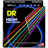 DR Strings NMCA-10 Hi-Def Neon Multicolor Colored Acoustic Guitar Strings Extra Light