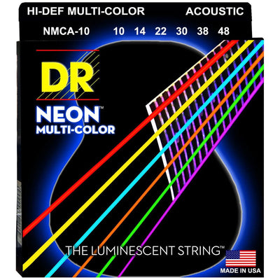 DR Strings NMCA-10 Hi-Def Neon Multicolor Colored Acoustic Guitar Strings Extra Light