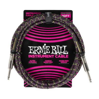 Ernie Ball Braided Instrument Cable Straight to Straight 10 Feet Length
