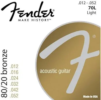 Fender 70L 80/20 Bronze Ball End 12-52, Acoustic Guitar Strings