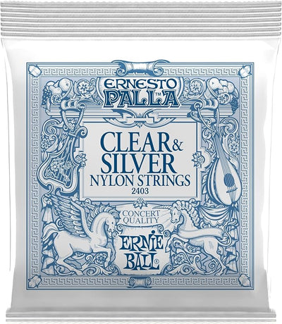 Ernie Ball Ernesto Palla Clear & Silver Tie-On Classical Guitar Strings, 28-42 Gauge (P02403)