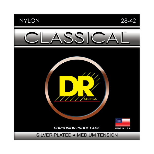 DR Medium Silver-Plated Nylon Classical 028 .032 .040.029 .034 .042,3-CN-M