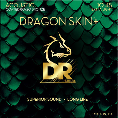 DR DA8-10 DRAGON SKIN+ Coated 80/20 Bronze Acoustic Guitar Strings Extra Light 10-48