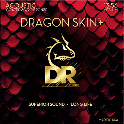 DR Dragon Skin+ 80/20 Bronze Acoustic Strings Medium 13-56 Medium