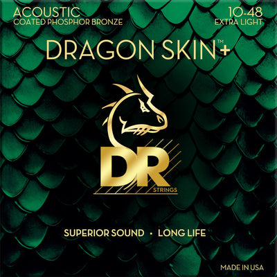 DR DAP-10 DRAGON SKIN+ Струны для акустической гитары из фосфорной бронзы с покрытием, Extra Light 10-48