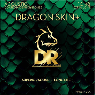 DR DAP-10 DRAGON SKIN+ Coated Phosphor Bronze Acoustic Guitar Strings Extra Light 10-48