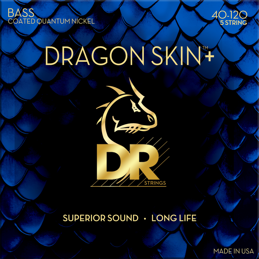 DR Dragon Skin+ 40-120 DBQ5-40 Quantum Nickel Electric Bass Strings Long Scale Set - 5-String - Royal | Musiqi Alətləri mağazası