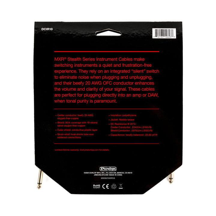 Dunlop MXR® 10 FT STEALTH SERIES INSTRUMENT CABLE DCIR10 - Royal | Musiqi Alətləri mağazası