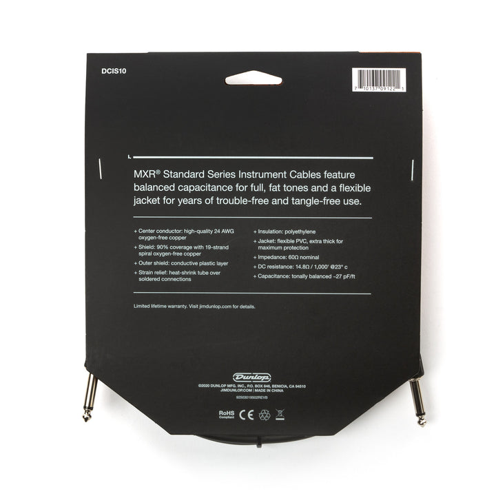 Dunlop MXR® 10 FT STANDARD INSTRUMENT CABLE - RIGHT / STRAIGHT DCIS10 - Royal | Musiqi Alətləri mağazası