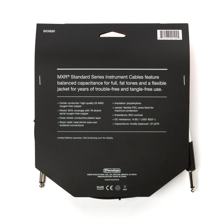Dunlop MXR® 20 FT STANDARD INSTRUMENT CABLE - STRAIGHT / STRAIGHT DCIS20 - Royal | Musiqi Alətləri mağazası