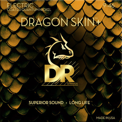DR DEQ-9/46 DRAGON SKIN+ Coated Quantum Nickel Electric Guitar Strings Light to Medium 9-46