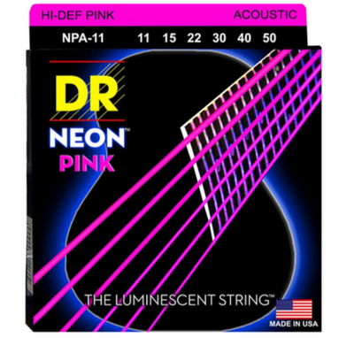 DR NPA-11 Hi-Def NEON Pink K3 Coated Custom Light Acoustic Guitar