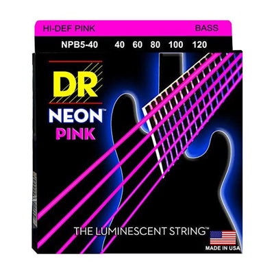 DR Neon Pink Bass 40-120 Light 5-String,1-NPB5-40