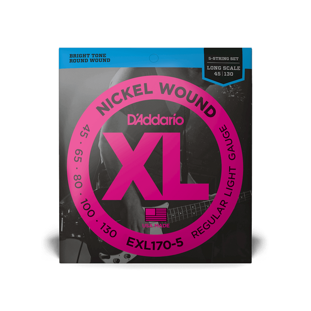 Daddario EXL170-5 45-130 Regular Light Long Scale 5-String Bass Strings&nbsp;